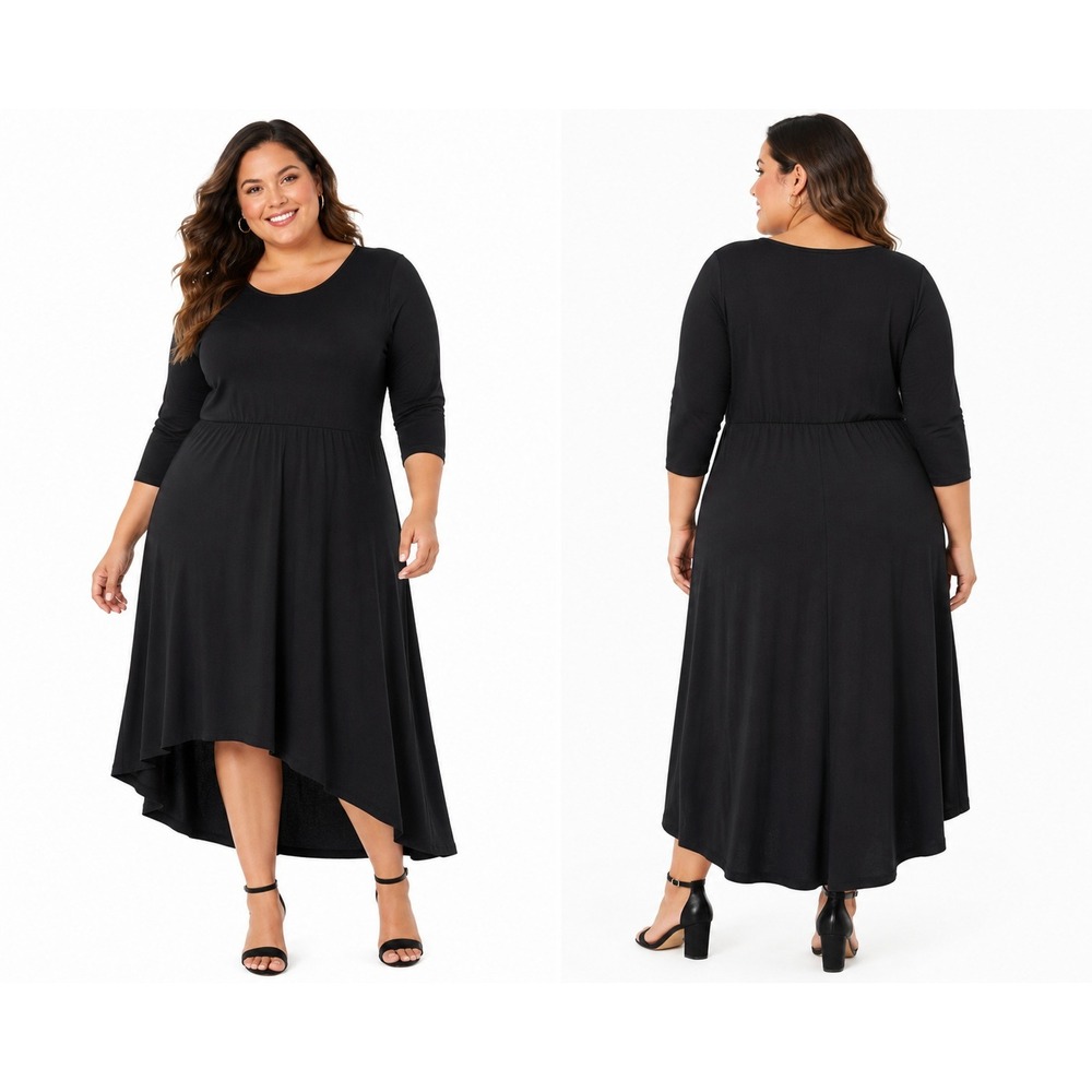 Soft Surroundings Cyane Black Midi Dress Plus Size 1X NWOT New